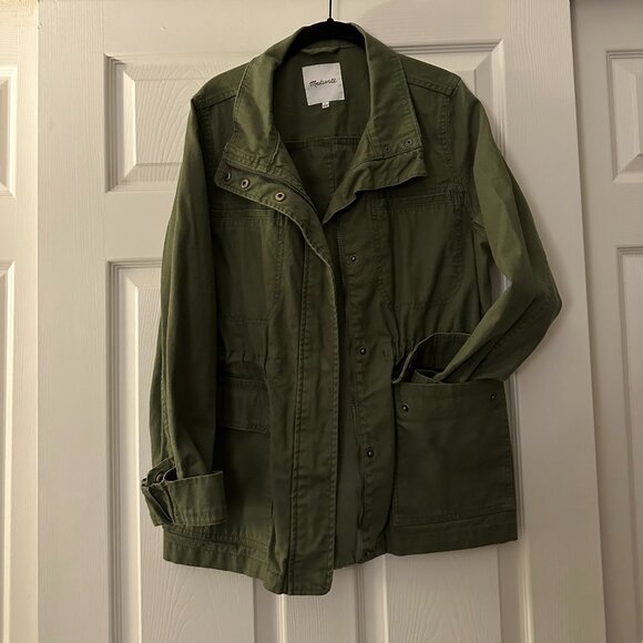 NEVER WORN Madewell Army Green Utility Drawstring Waist Military Jacket Size L - Picture 1 of 7